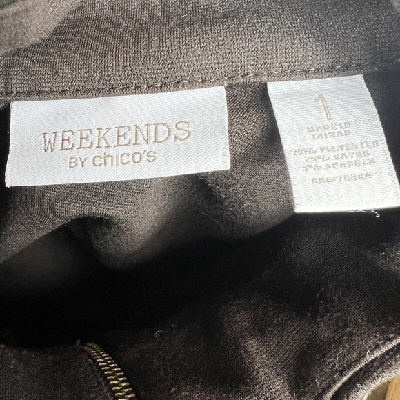 Weekends By Chicos Women's Dark Brown Zip Up Vest Size 1 US 8 Full Zip - Picture 5 of 10